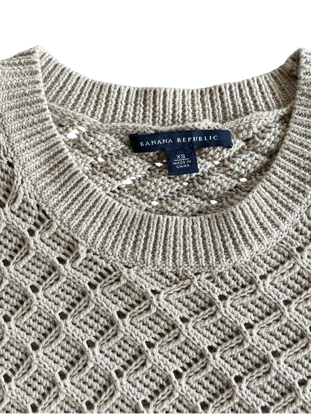 Banana Republic Oatmeal Textured Knit Sweater XS Quiet Luxury Coastal Grandma - Picture 3 of 7